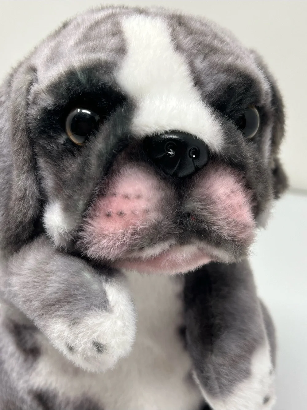 Realistic Gray Bulldog Puppy Plush Stuffed Animal Big Eyes Soft Dog Plush 7”